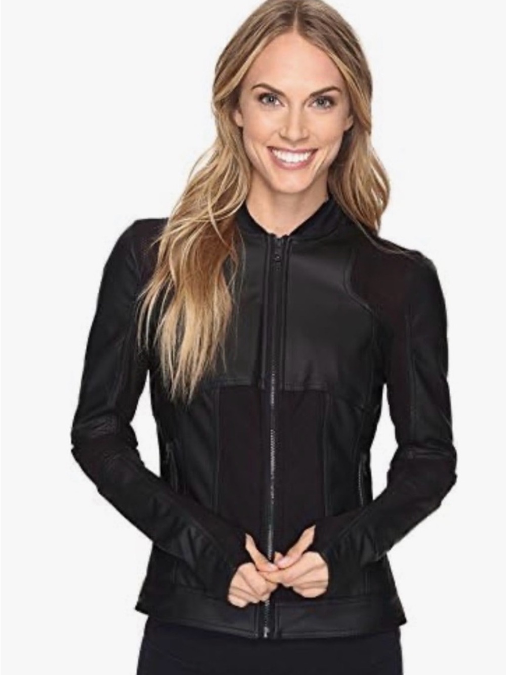 Blanc Noir Women's Run Moto Bomber Jacket in Black XS